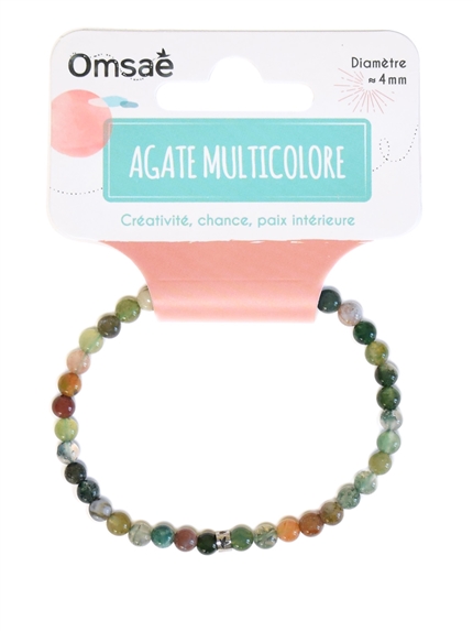 Bracelet Agate Multicolore Perles rondes 4 mm 4