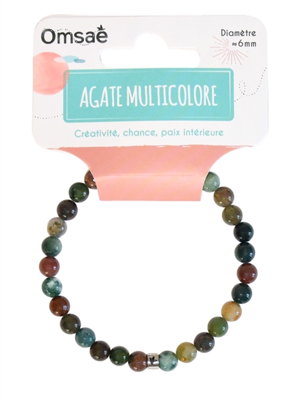 Bracelet Agate Multicolore Perles rondes 6 mm 4