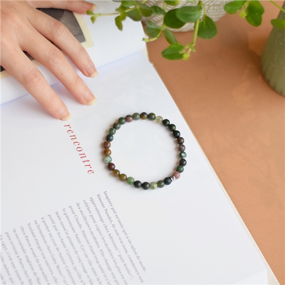 Bracelet Agate Multicolore Perles rondes 6 mm 5