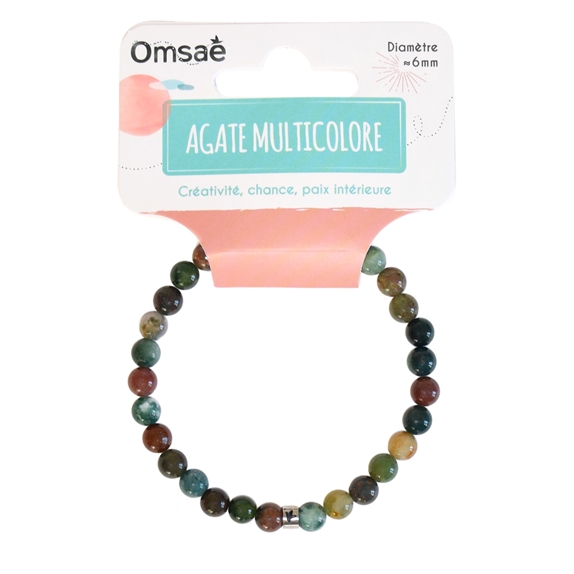Bracelet Agate Multicolore Perles rondes 6 mm 8