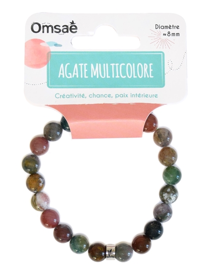 Bracelet Agate Multicolore Perles rondes 8 mm 4