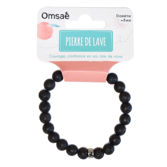 Bracelet Pierre de lave Perles rondes 8 mm 8