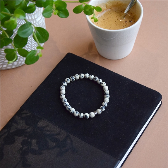 Bracelet Jaspe Dalmatien Perles rondes 6 mm 5