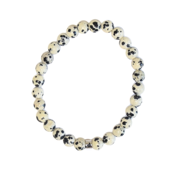 Bracelet Jaspe Dalmatien Perles rondes 6 mm 6
