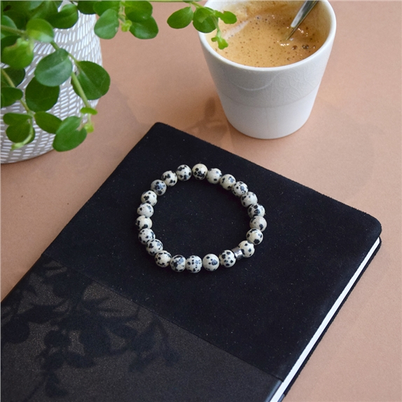 Bracelet Jaspe Dalmatien Perles rondes 8 mm 5