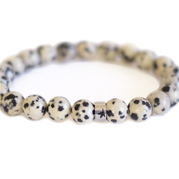 Bracelet Jaspe Dalmatien Perles rondes 8 mm 7