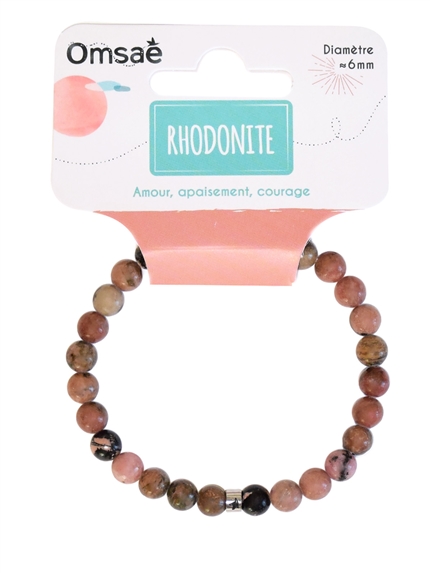 Bracelet Rhodonite Perles rondes 6 mm 4