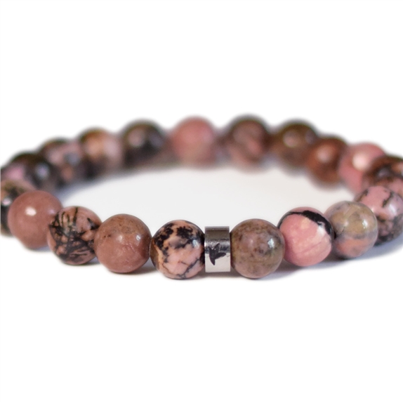 Bracelet Rhodonite Perles rondes 8 mm 7