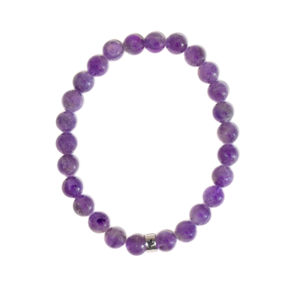 Bracelet Améthyste Perles rondes 8 mm Poignet large 6