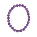 Bracelet Améthyste Perles rondes 8 mm Poignet large 6
