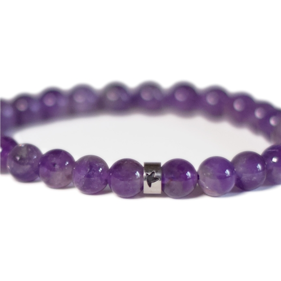 Bracelet Améthyste Perles rondes 8 mm Poignet large 7