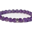 Bracelet Améthyste Perles rondes 8 mm Poignet large 7