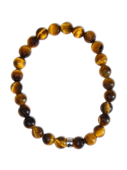 Bracelet Oeil de tigre Perles rondes 8 mm Poignet large 2