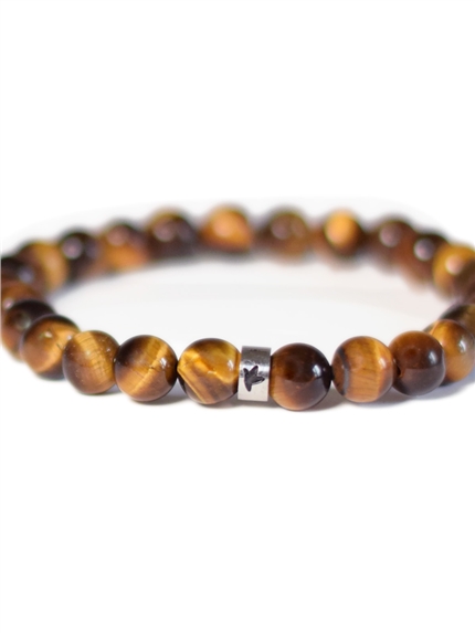 Bracelet Oeil de tigre Perles rondes 8 mm Poignet large 3