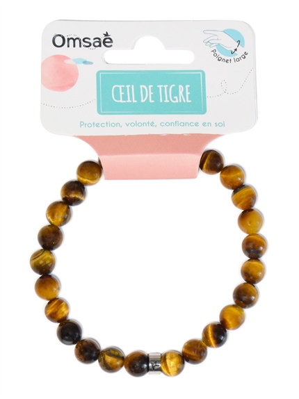 Bracelet Oeil de tigre Perles rondes 8 mm Poignet large 4