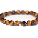 Bracelet Oeil de tigre Perles rondes 8 mm Poignet large 7