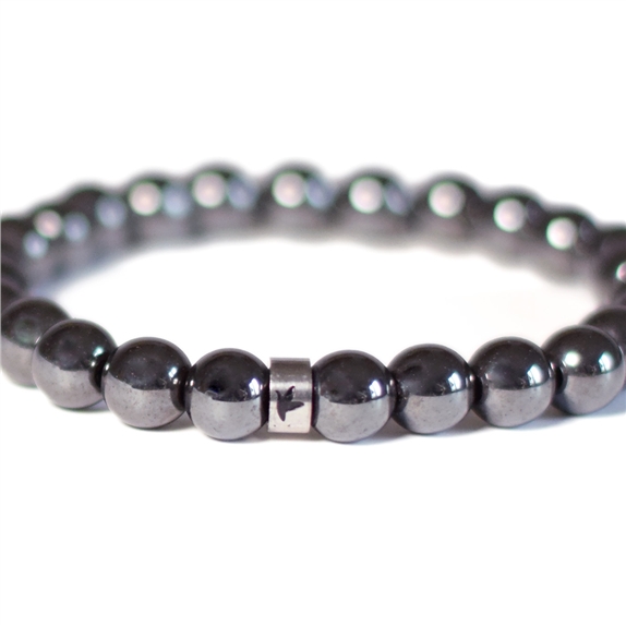 Bracelet Hématite Perles rondes 8 mm Poignet large 7