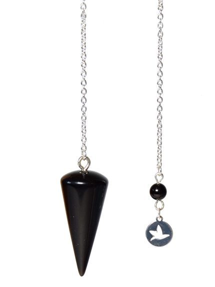 Pendule Cône Lisse en Obsidienne noire 2