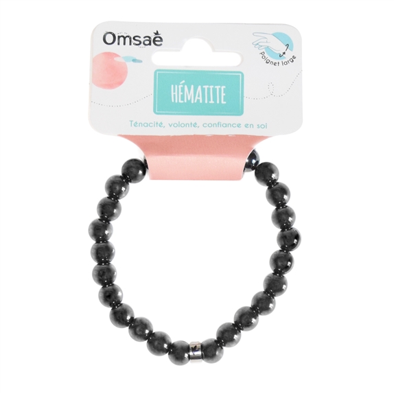 Bracelet Hématite Perles rondes 8 mm Poignet large 8