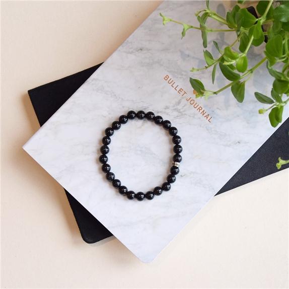 Bracelet Onyx Perles rondes 8 mm Poignet large 5
