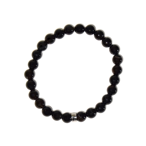Bracelet Onyx Perles rondes 8 mm Poignet large 6