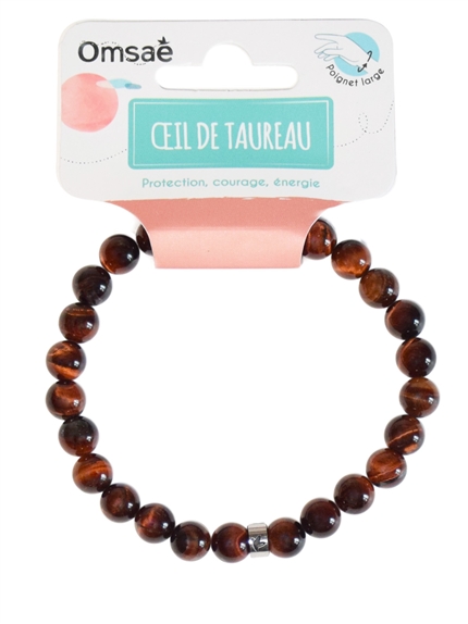 Bracelet il de taureau Perles rondes 8 mm Poignet large 4