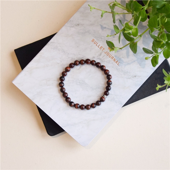 Bracelet il de taureau Perles rondes 8 mm Poignet large 5