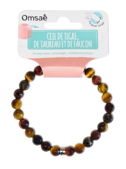 Bracelet il de Taureau, il de faucon, il de tigre Perles rondes 8 mm Poignet large 4