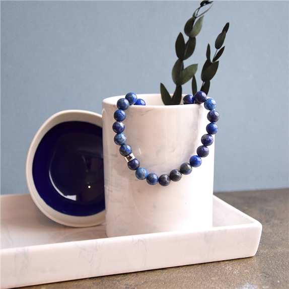 Bracelet Lapis-Lazuli Perles rondes 8 mm Poignet large 5
