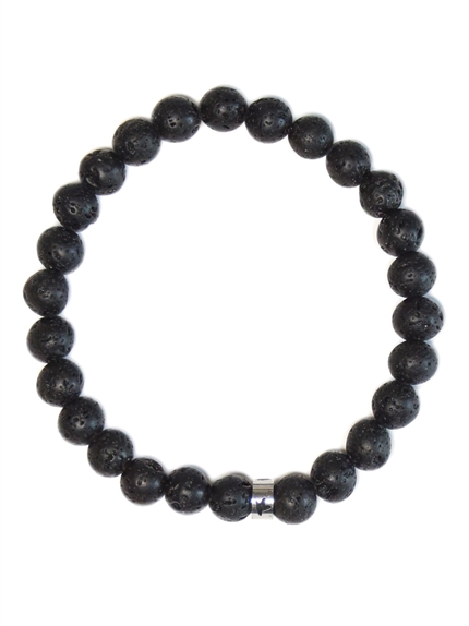 Bracelet Pierre de lave Perles rondes 8 mm Poignet large 2