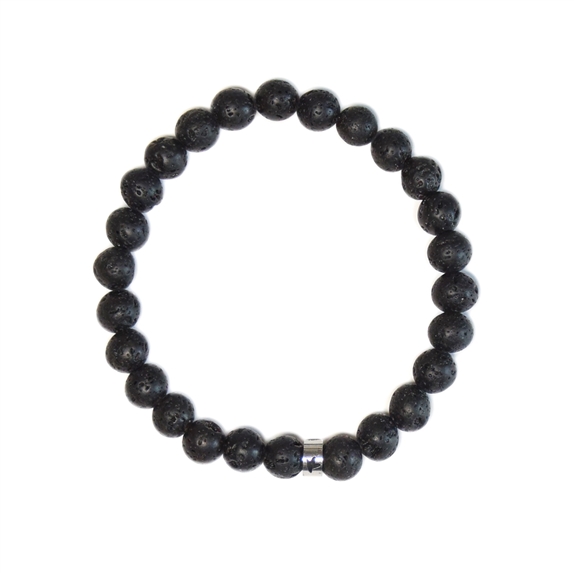 Bracelet Pierre de lave Perles rondes 8 mm Poignet large 6