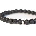 Bracelet Pierre de lave Perles rondes 8 mm Poignet large 7