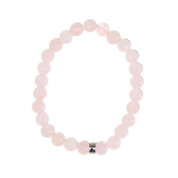 Bracelet Quartz Rose Perles rondes 8 mm Poignet large 6