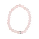 Bracelet Quartz Rose Perles rondes 8 mm Poignet large 6