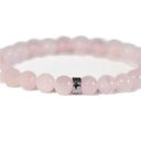 Bracelet Quartz Rose Perles rondes 8 mm Poignet large 7