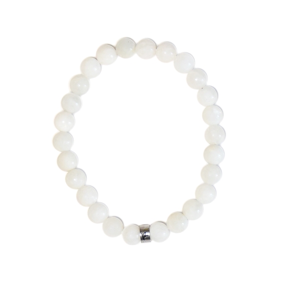 Bracelet Pierre de lune Perles rondes 8 mm Poignet large 6