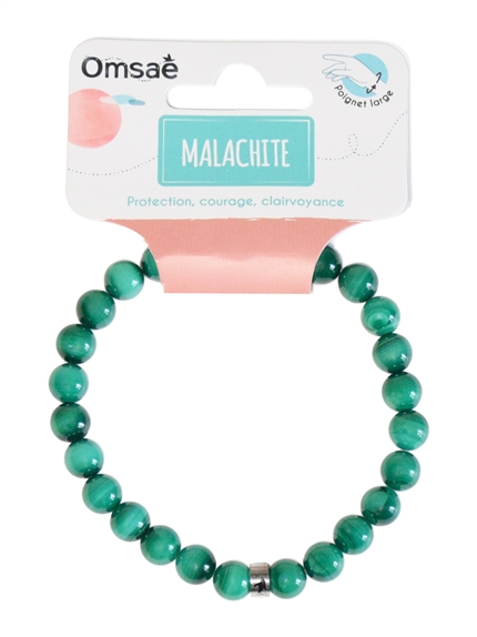 Bracelet Malachite Perles rondes 8 mm Poignet large 4