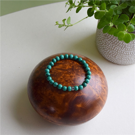 Bracelet Malachite Perles rondes 8 mm Poignet large 5