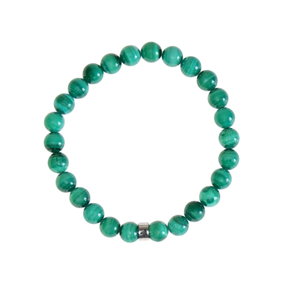 Bracelet Malachite Perles rondes 8 mm Poignet large 6