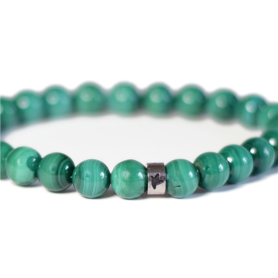 Bracelet Malachite Perles rondes 8 mm Poignet large 7