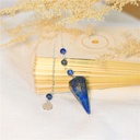 Pendule Hexagonal en Lapis-Lazuli et charm Fleur de vie 7