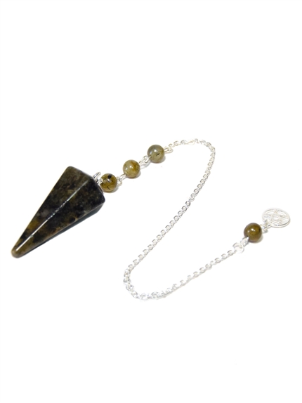 Pendule Hexagonal en Labradorite et charm Pentacle 1