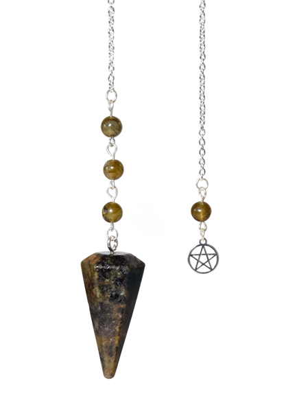 Pendule Hexagonal en Labradorite et charm Pentacle 2