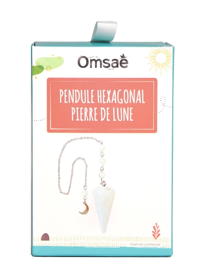 Pendule Hexagonal en Pierre de lune et charm Lune 4