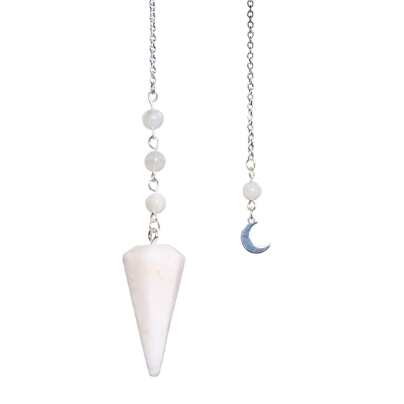 Pendule Hexagonal en Pierre de lune et charm Lune 5