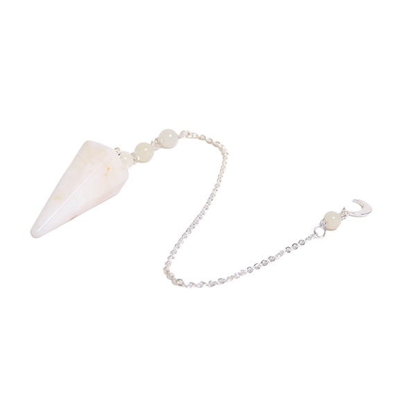 Pendule Hexagonal en Pierre de lune et charm Lune 6