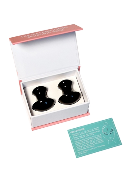 Gua sha Mushrooms en Obsidienne Noire Assortiment de 2 4