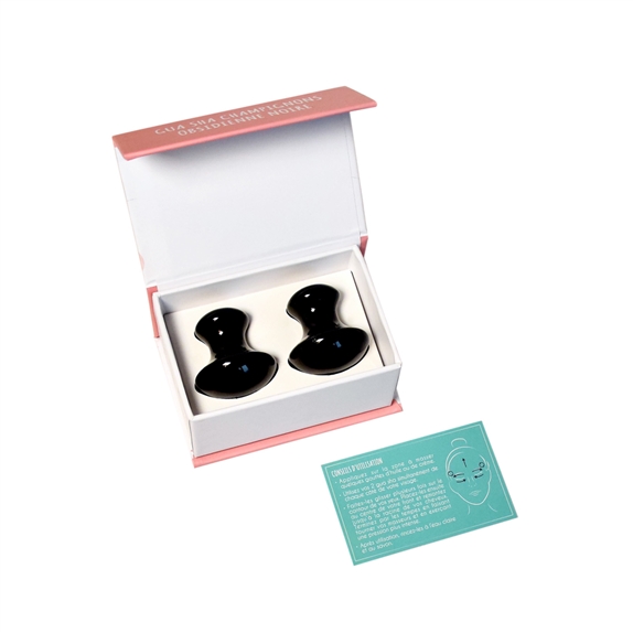 Gua sha Mushrooms en Obsidienne Noire Assortiment de 2 10