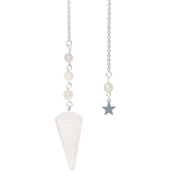 Pendule Hexagonal en Cristal de roche et charm Etoile 5