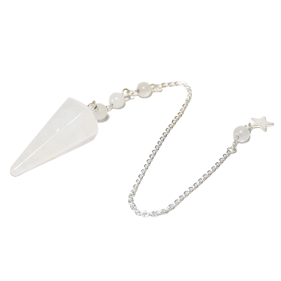Pendule Hexagonal en Cristal de roche et charm Etoile 6